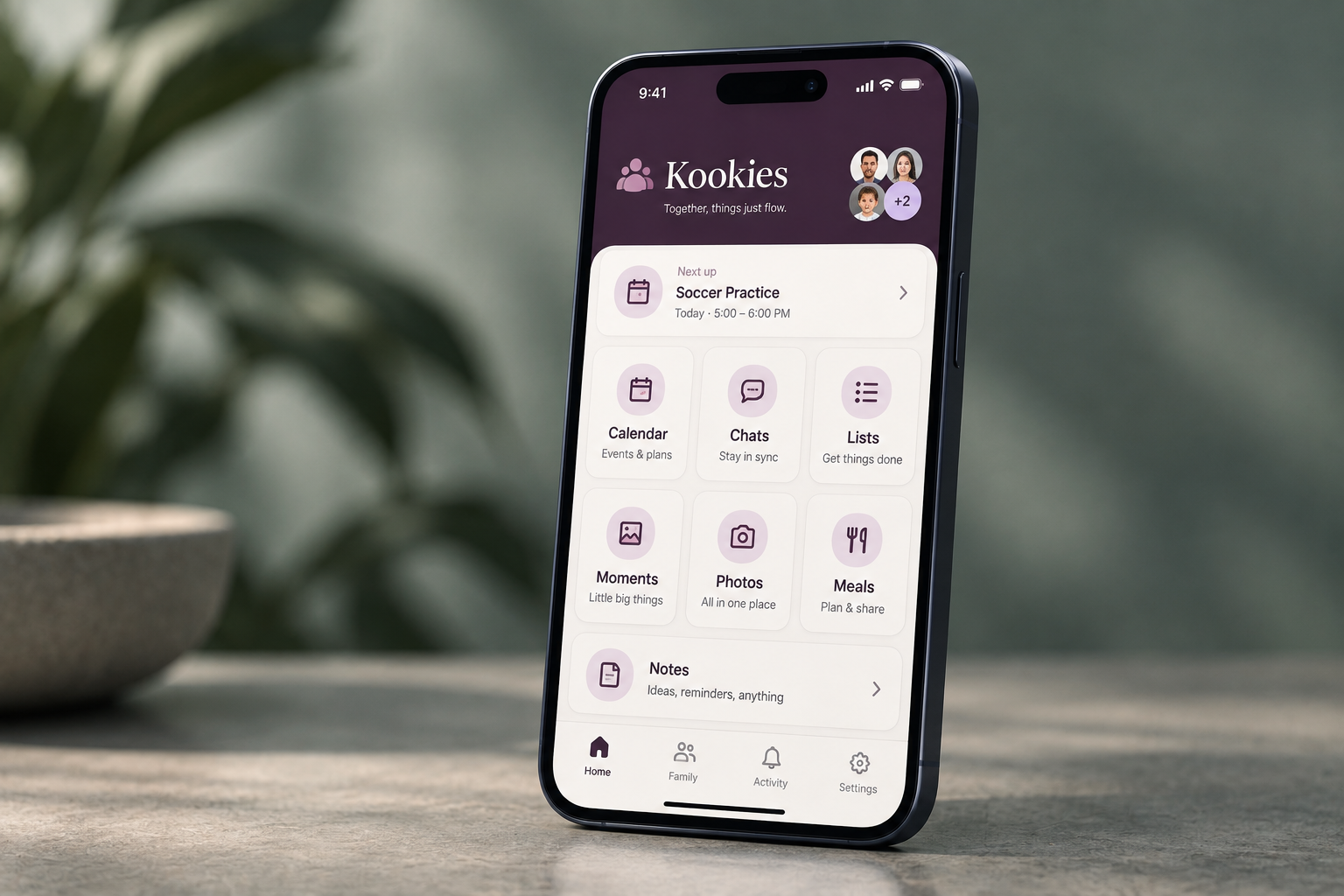 Kookies mobile app shown on a smartphone